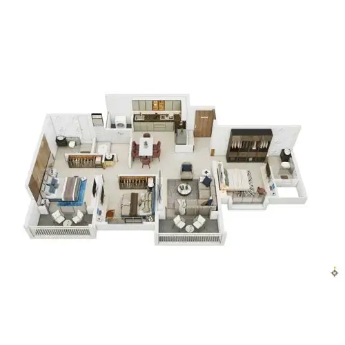 6 Boulevard 4 BHK unit plan - 1518 sq.ft carpet, Tathawade Pune