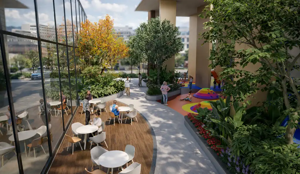 6 Boulevard - glass garden pavilion on the podium, Tathawade Pune