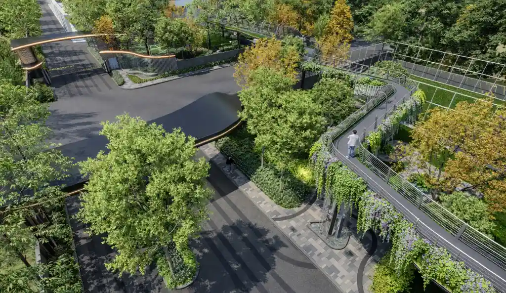 6 Boulevard by Namrata Group - aerial view of the Tathawade site and the Aundh-Ravet BRTS Road, Pune